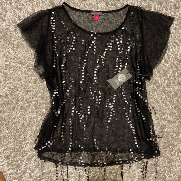 NWT Vince Camuto Sequin Party Top Size L - Picture 1 of 3